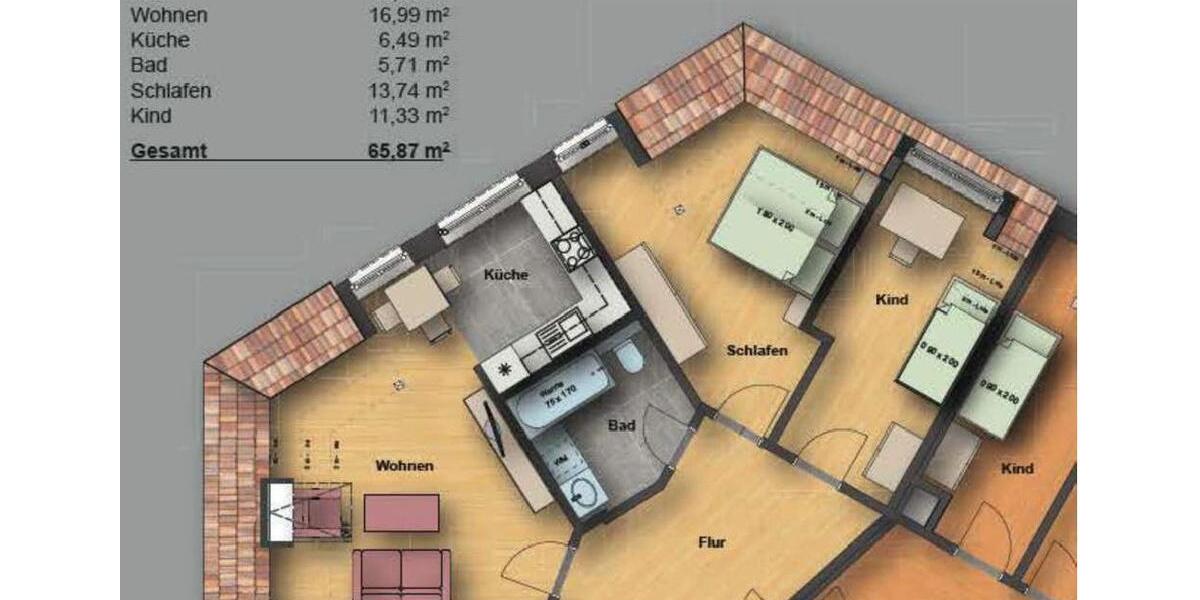 Dachgeschoßwohnung Leipzig Nordost - 3 Zimmer, 65 m&sup2;, 180.000&euro; | Angebot:26828059