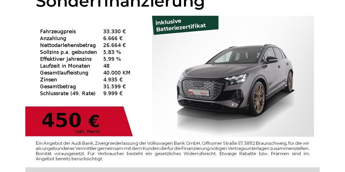 Audi Q4 e-tron 25.030 km 33.330 € Nürnberg 90441