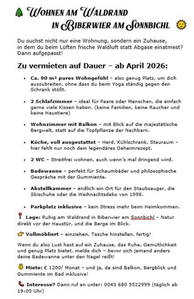 Wohnung in Tirol zu vermieten zimmer