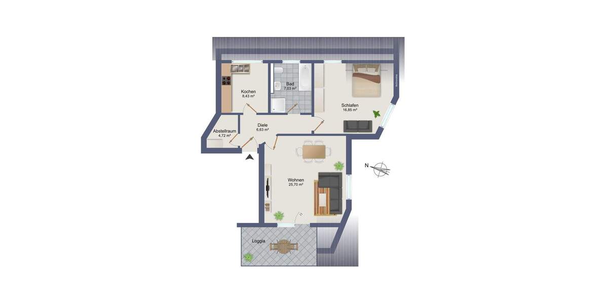 Etagenwohnung Stuhr Brinkum - 2 Zimmer, 74 m&sup2;, 215.000&euro; | Angebot:24821034
