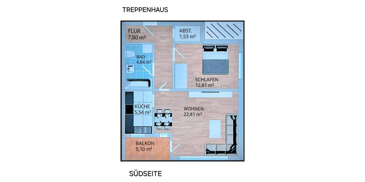 Etagenwohnung Radolfzell am Bodensee - 2 Zimmer, 53 m&sup2;, 239.000&euro; | Angebot:26851528