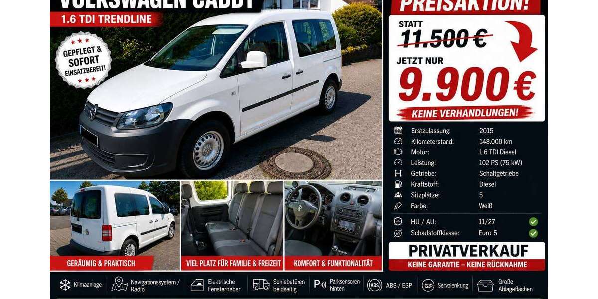VW Caddy 148.000 km 9.900 &euro; Lemgo, Stadt 32657