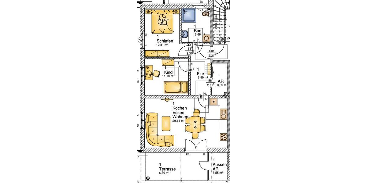 Terrassenwohnung Baar-Ebenhausen Ebenhausen - 3 Zimmer, 80 m&sup2;, 399.000&euro; | Angebot:27096930