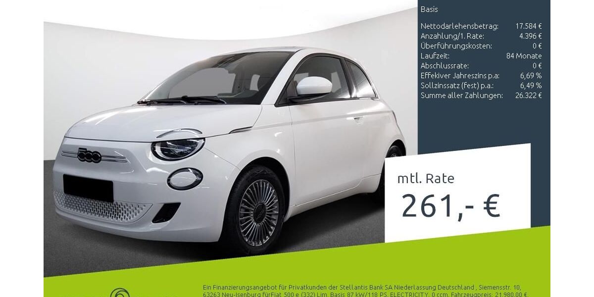 Fiat 500e 33.200 km 21.980 &euro; Borken 46325