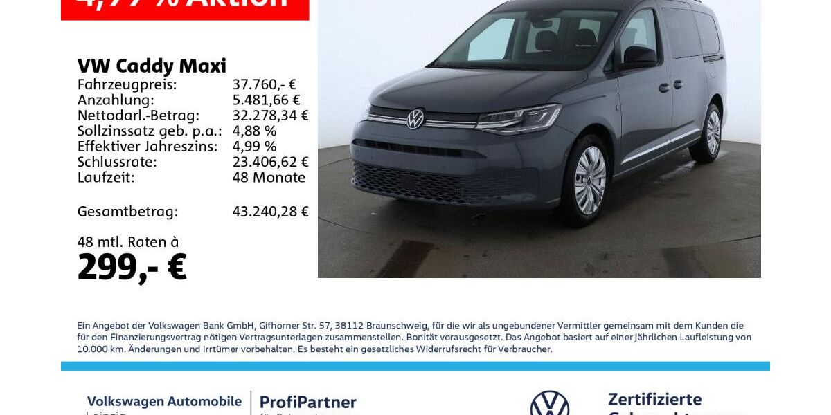 VW Caddy Maxi 29.235 km 37.760 &euro; Leipzig 04178
