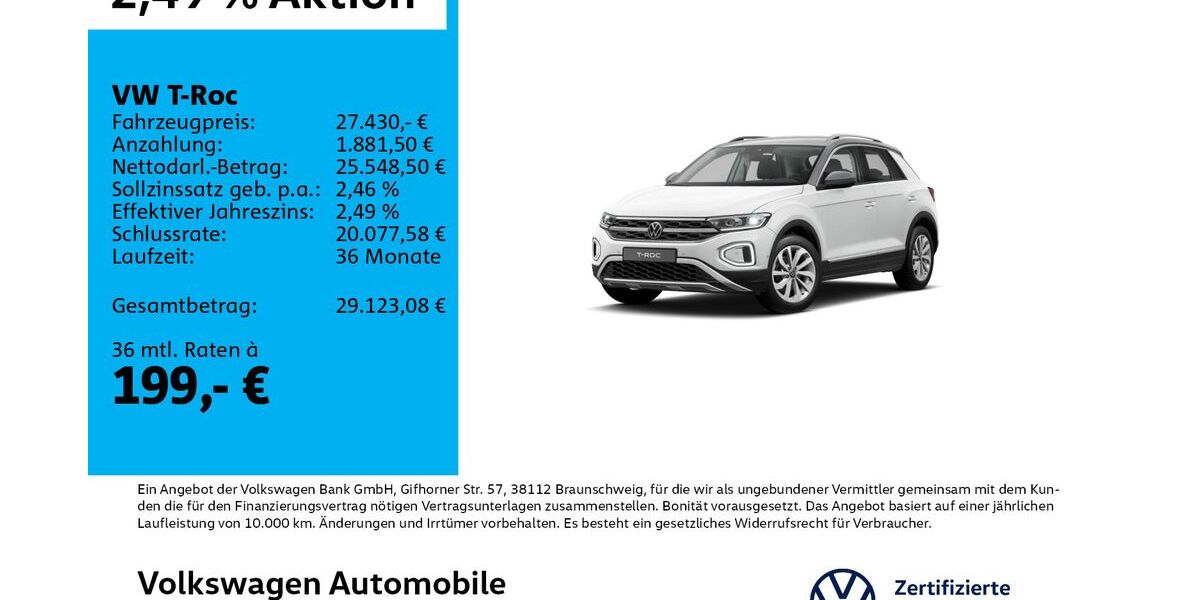 VW T-Roc 15.234 km 27.430 &euro; Leipzig 04277