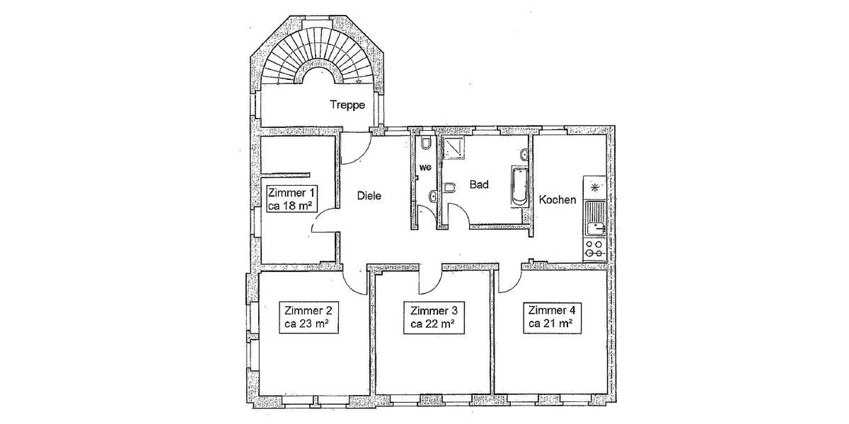 Etagenwohnung Zwickau - 1 Zimmer, 21 m&sup2;, 180&euro; | Angebot:26195983