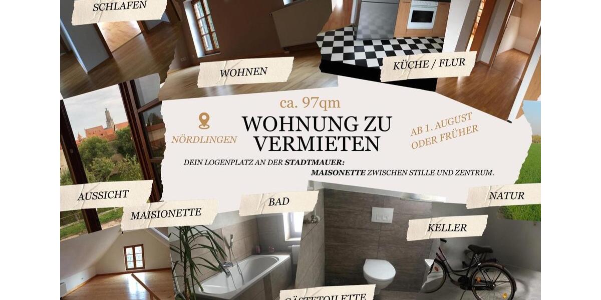 Maisonettenwohnung Nördlingen - 3.5 Zimmer, 97 m&sup2;, 1.060&euro; | Angebot:26439390