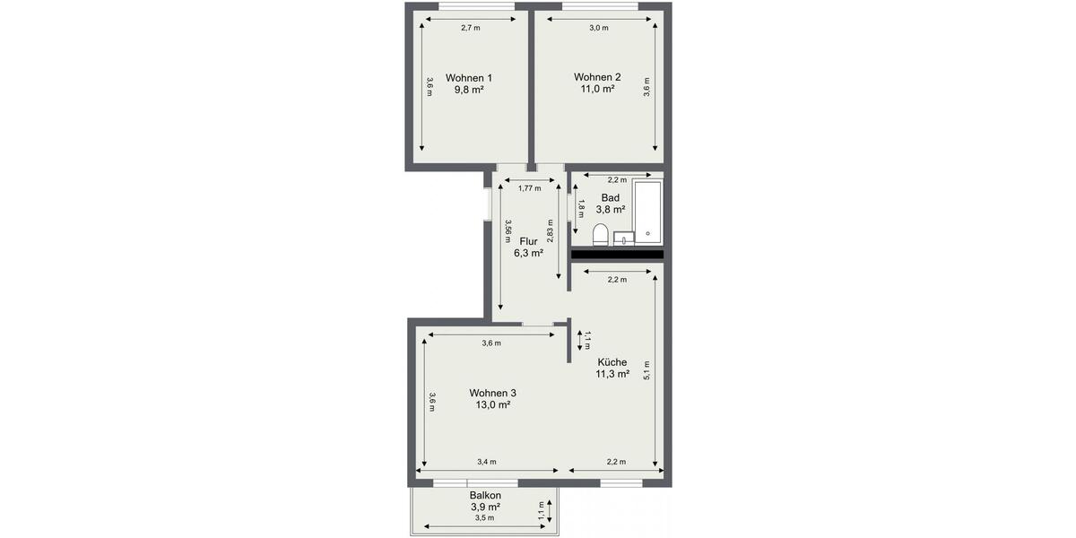 Etagenwohnung Schwedt (Oder) - 3 Zimmer, 58 m&sup2;, 401&euro; | Angebot:26378772