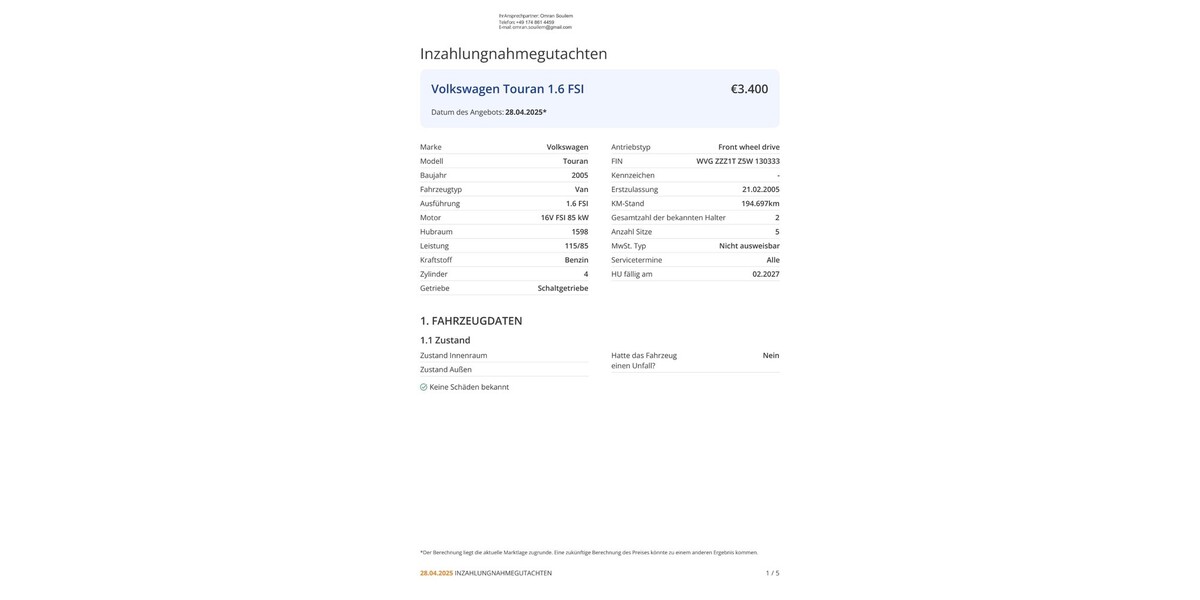 VW Touran 195.000 km 3.400 € Rodgau 63110