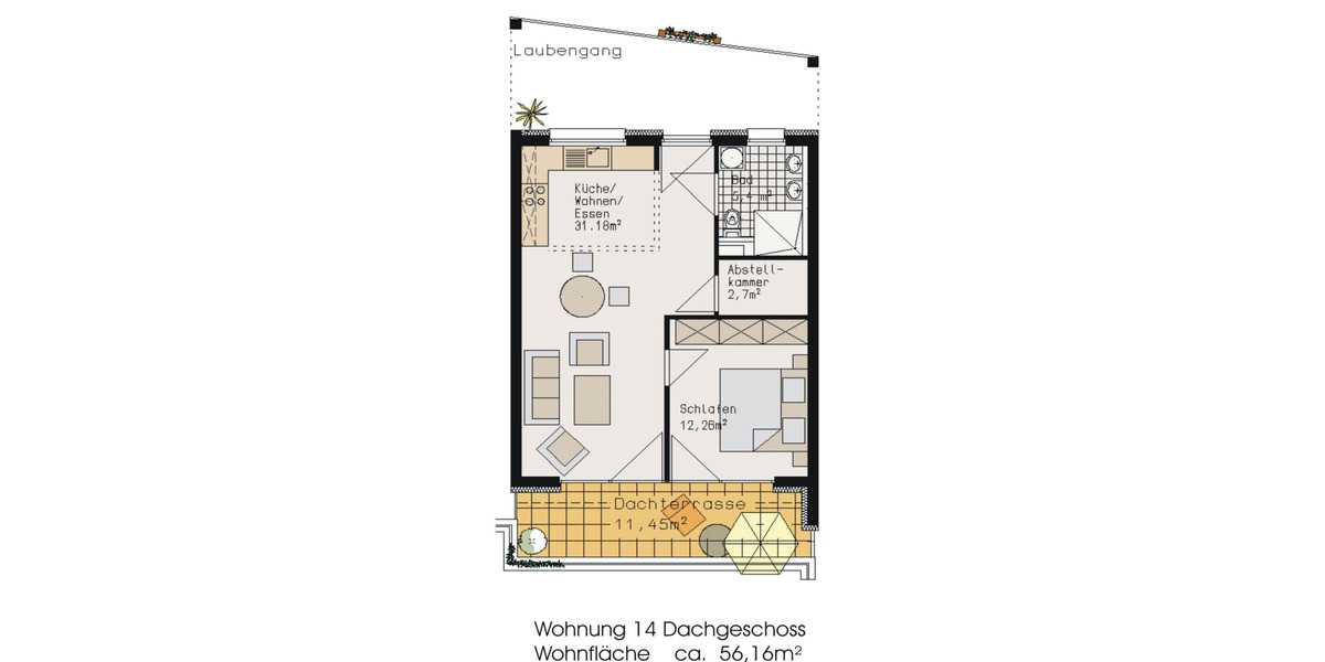 Etagenwohnung Ettenheim - 2 Zimmer, 56 m&sup2;, 680&euro; | Angebot:25335860