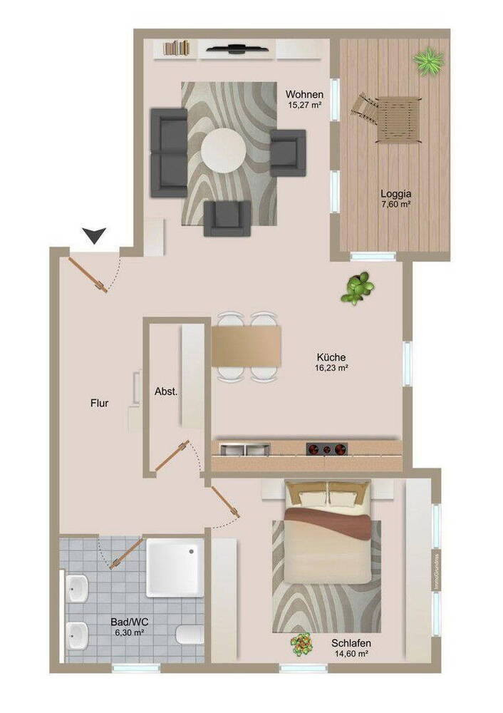 Ihr neuer Rückzugsort - Stilvolle 2-Zimmer-Wohnung für Singles & Paare