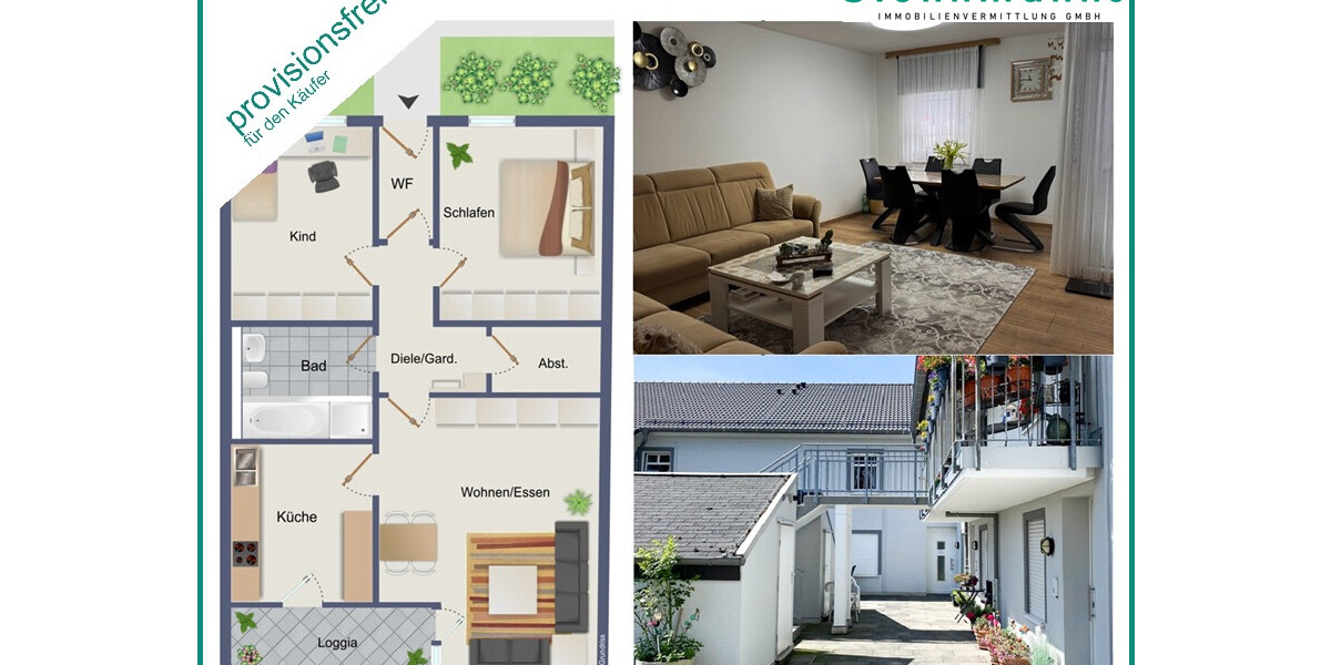 PROVISIONSFREI ! SEHR GUT GESCHNITTENE 3-ZIMMER-WOHNUNG MIT GARAGE IM STADTZENTRUM VON RADEVORMWALD - Etagenwohnung Radevormwald Innenstadt | Angebot:25542525