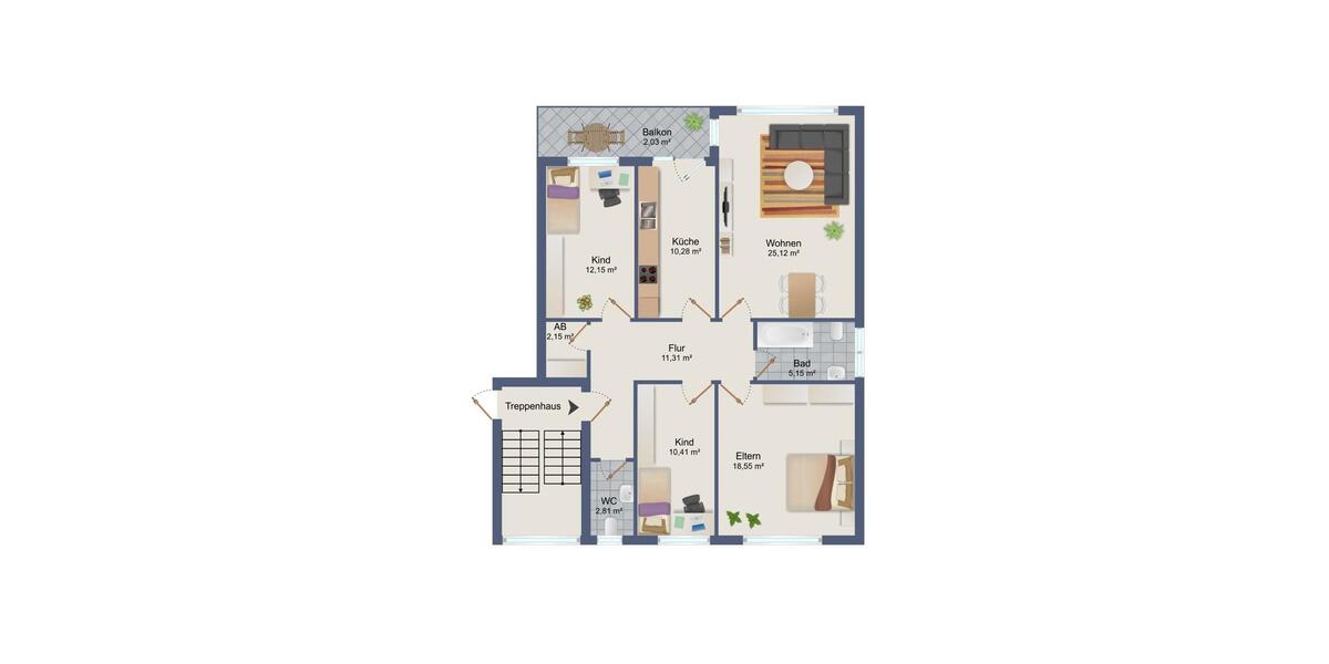 Etagenwohnung Vechta - 4 Zimmer, 100 m&sup2;, 268.000&euro; | Angebot:26844293