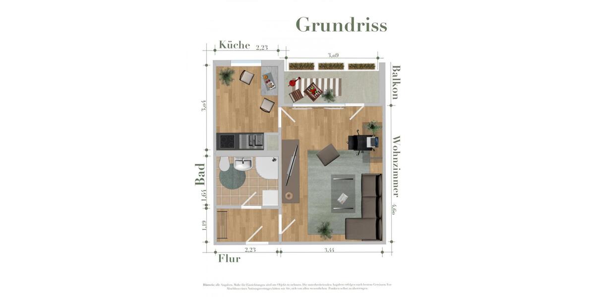 Etagenwohnung Köthen (Anhalt) - 1 Zimmer, 30 m&sup2;, 182&euro; | Angebot:26340929