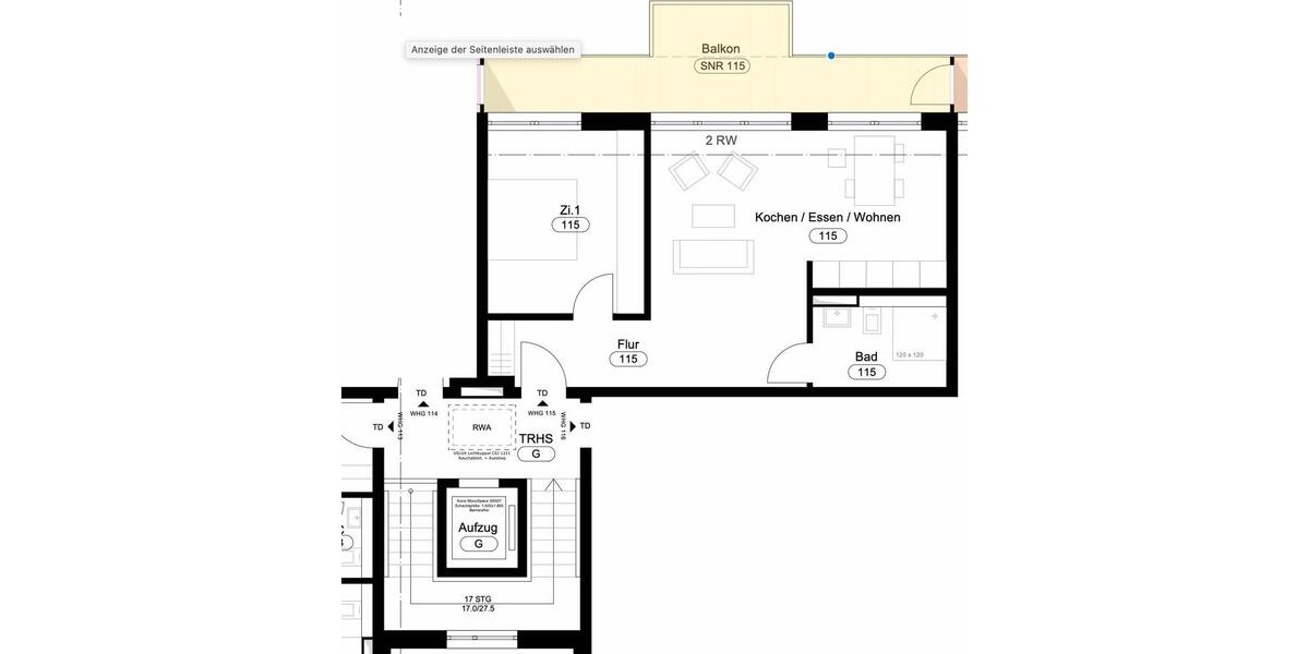 Etagenwohnung Rottenburg am Neckar - 2 Zimmer, 60 m&sup2;, 680&euro; | Angebot:26671440