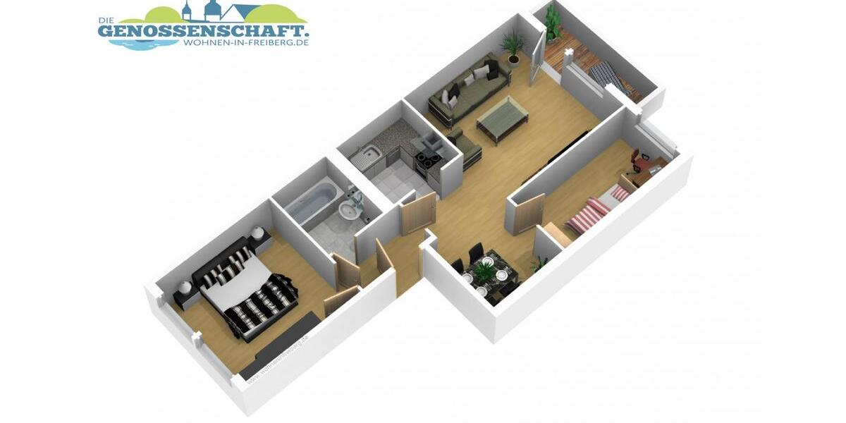 Etagenwohnung Freiberg - 3 Zimmer, 55 m&sup2;, 359&euro; | Angebot:26647872