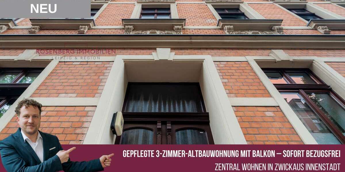 Etagenwohnung Zwickau Mitte-West - 3 Zimmer, 62 m&sup2;, 59.900&euro; | Angebot:26870791