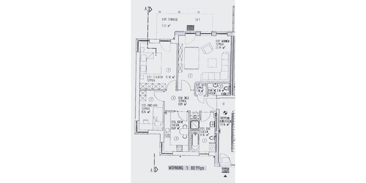 Erdgeschoßwohnung Oldenburg Kreyenbrück - 3 Zimmer, 81 m&sup2;, 980&euro; | Angebot:26403811