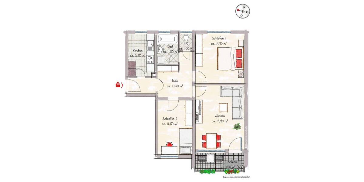 Etagenwohnung Schongau - 3 Zimmer, 72 m&sup2;, 200.000&euro; | Angebot:26486099