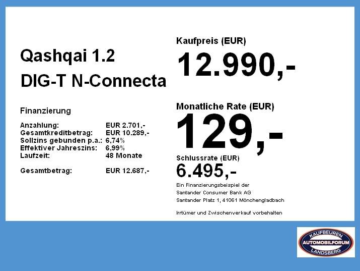 Nissan Qashqai 73.759 km 12.990 &euro; Kaufbeuren 87600