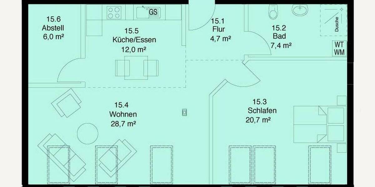 Etagenwohnung Schleswig Lollfuß - 2 Zimmer, 79 m&sup2;, 875&euro; | Angebot:26822536