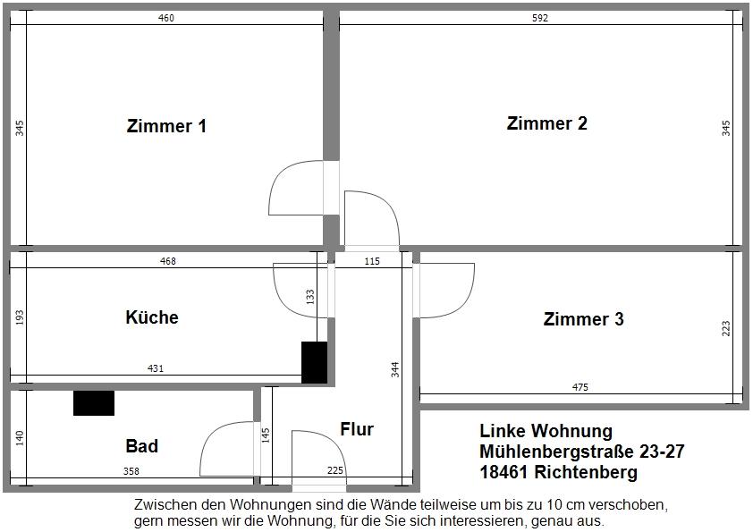 Etagenwohnung Franzburg - 3 Zimmer, 66 m&sup2;, 465&euro; | Angebot:17968854
