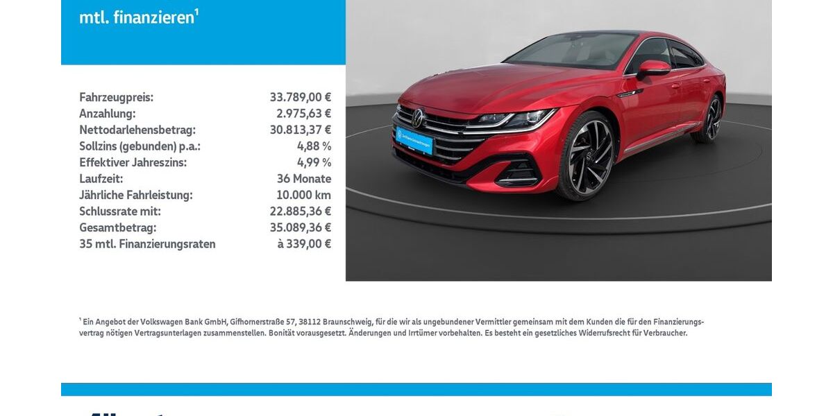 VW Arteon 63.639 km 33.789 &euro; Leinefelde-Worbis/DE 37327