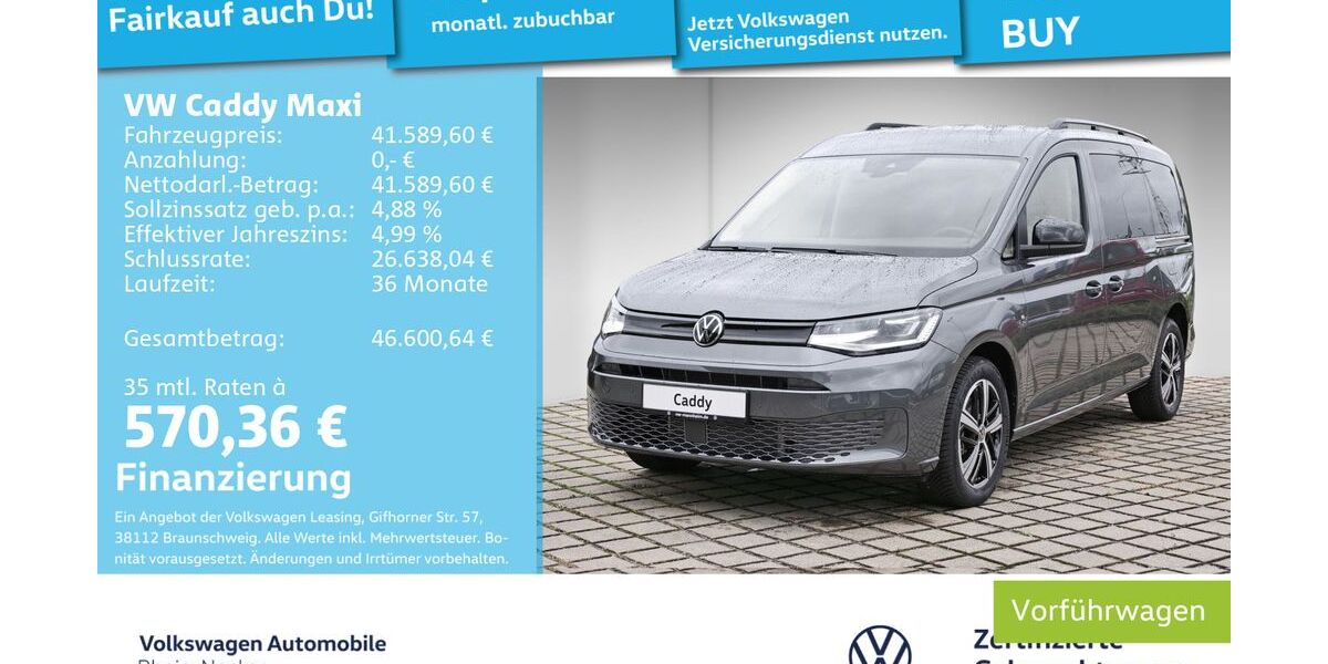 VW Caddy Maxi 9.900 km 39.990 &euro; Mannheim 68309