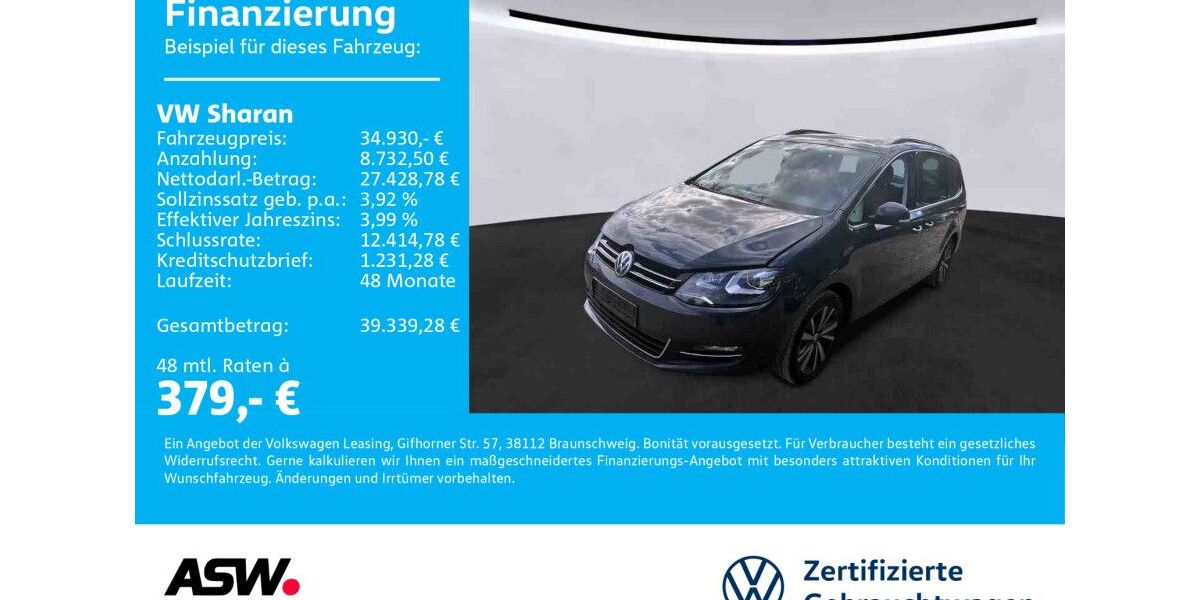 VW Sharan 77.900 km 34.930 € Neckarsulm 74172
