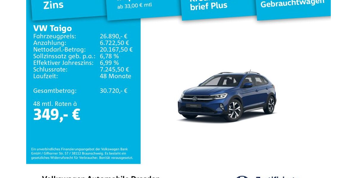 VW Taigo 4.582 km 26.890 &euro; Dresden 01067
