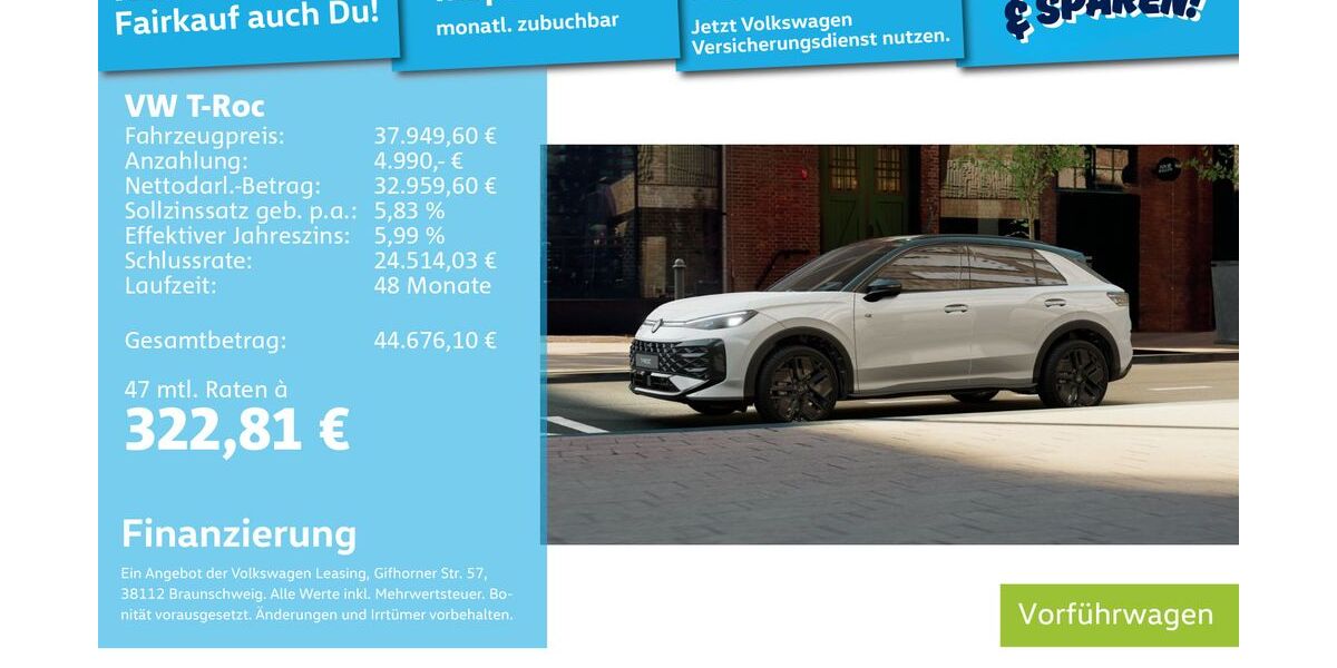 VW T-Roc 9.900 km 36.490 &euro; Mannheim 68309