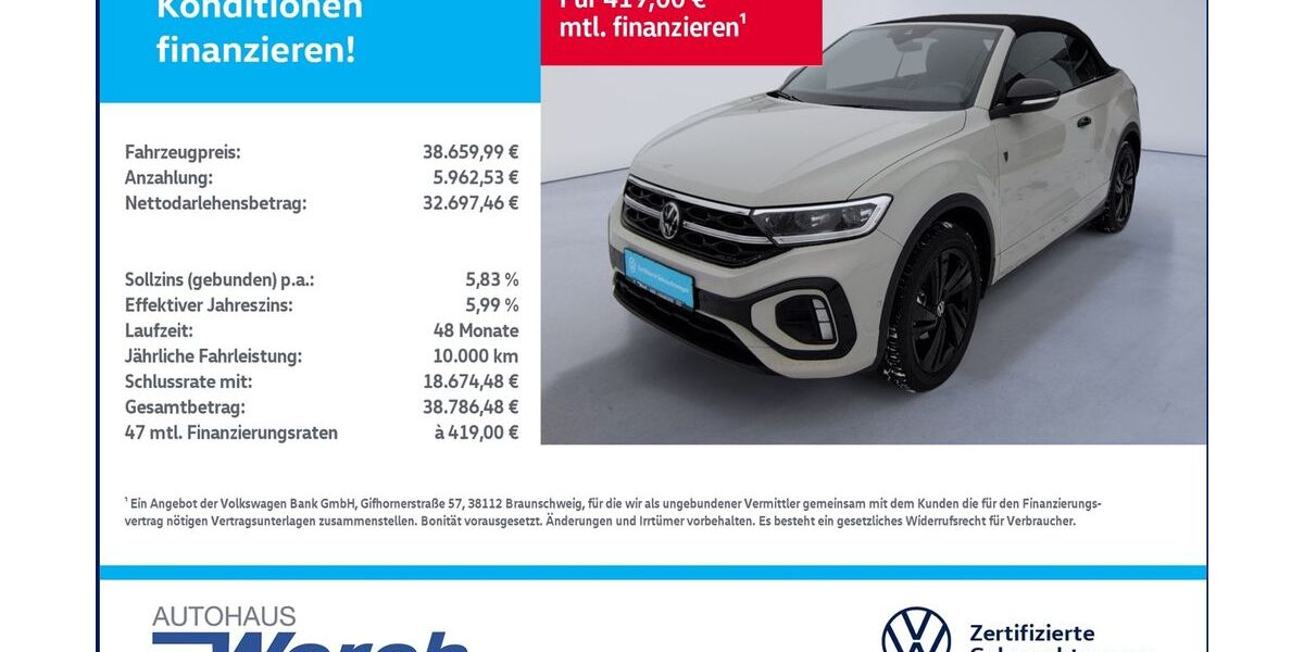 VW T-Roc 7.142 km 38.659 &euro; Südharz 06536