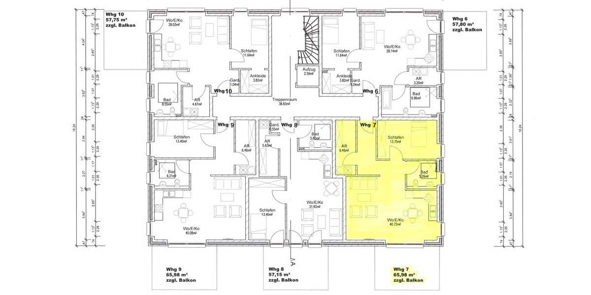 Neu ab 1.7.26 für 2 Personen 2-Zimmer-OG-Wohnung KfW 40+ Bauweise + Aufzug + Balkon + Carport - Etagenwohnung Weyhe | Angebot:25882628