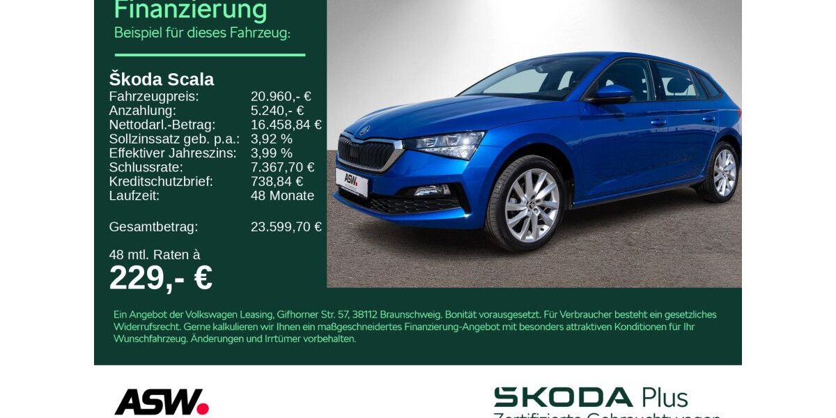 Skoda Scala 52.900 km 20.960 &euro; Weinsberg 74189