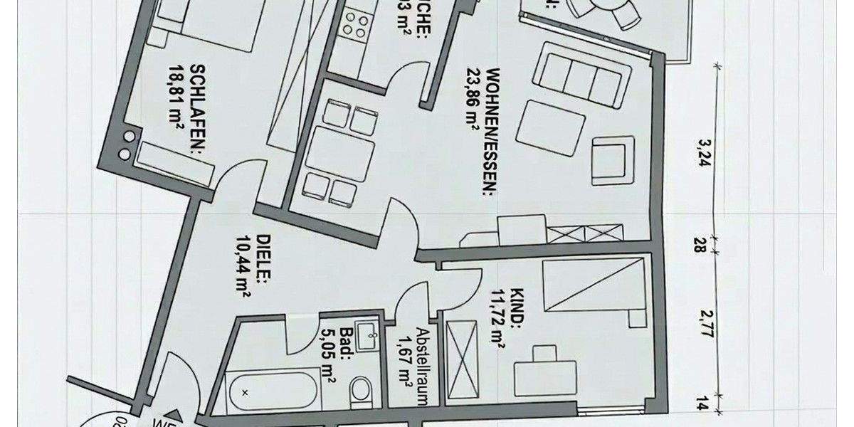 Etagenwohnung Neusäß - 3 Zimmer, 80 m&sup2;, 348.500&euro; | Angebot:25776758