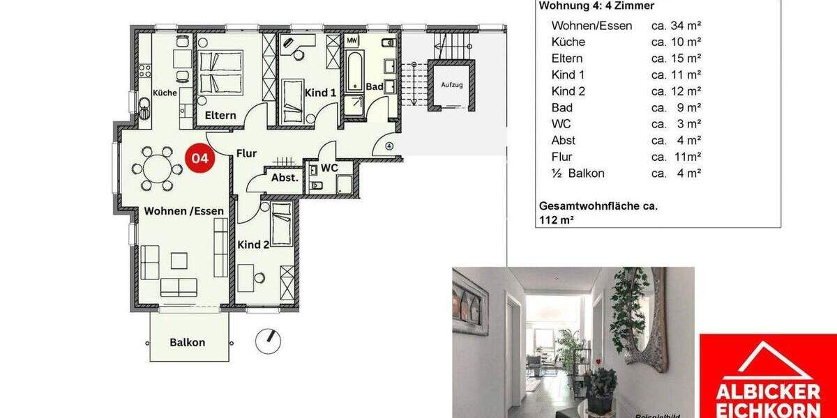 Etagenwohnung Küssaberg-Kadelburg Kadelburg - 3 Zimmer, 100 m&sup2;, 465.000&euro; | Angebot:25777083