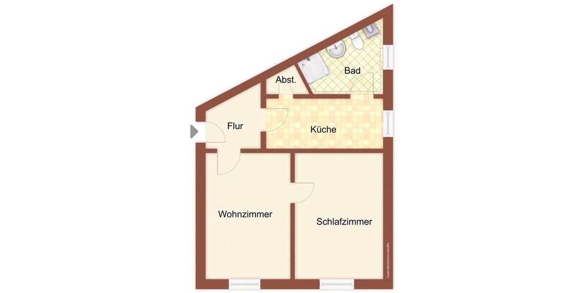 Dachgeschoßwohnung Glückstadt - 2 Zimmer, 42 m&sup2;, 510&euro; | Angebot:26617626