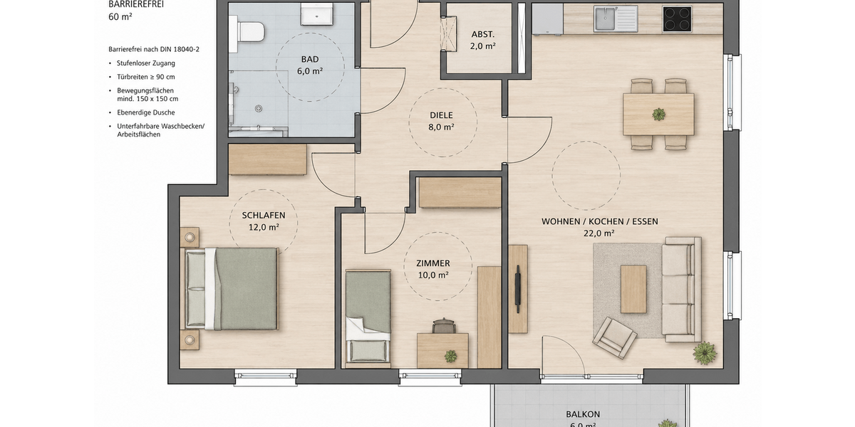 Etagenwohnung Niestetal - 3 Zimmer, 60 m&sup2;, 270.000&euro; | Angebot:26796570