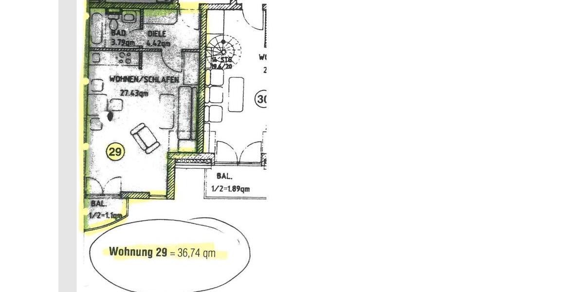Etagenwohnung Jena Lobeda-Altstadt - 1 Zimmer, 37 m&sup2;, 146.500&euro; | Angebot:26959329