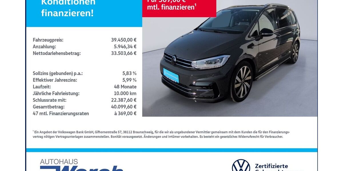 VW Touran 6.237 km 39.449 &euro; Südharz 06536