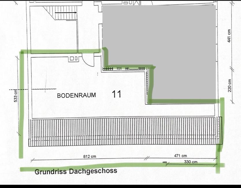 Dachboden mit Ausbaupotenzial & möglicher Dachterrasse Loggia