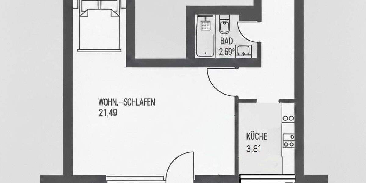 Etagenwohnung Stuttgart Mitte - 1 Zimmer, 35 m&sup2;, 233.000&euro; | Angebot:25570394