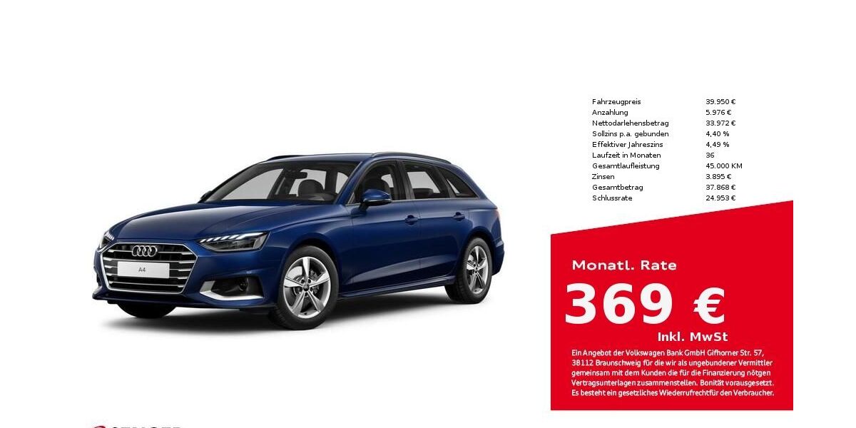 Audi A4 12.170 km 36.900 &euro; Lübeck 23556