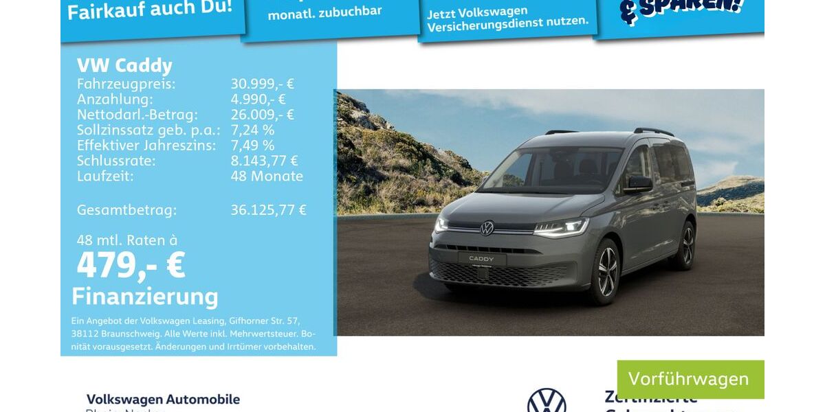 VW Caddy 5.900 km 30.689 &euro; Mannheim 68309