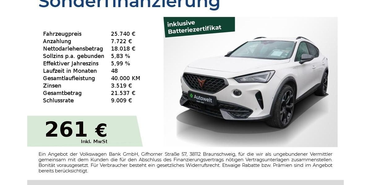 Cupra Formentor 54.350 km 25.440 &euro; Nürnberg 90431
