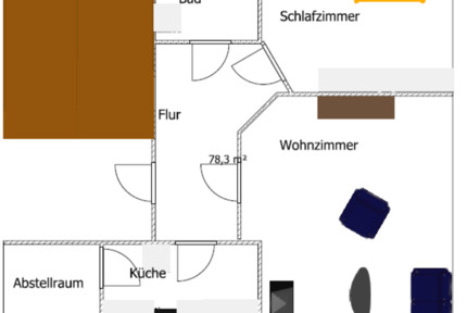 Dachgeschoßwohnung in Geich mit ca. 47 qm in 6 Familienhaus