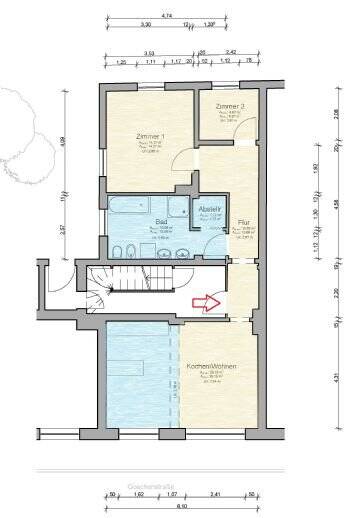 Etagenwohnung Hildesheim Neustadt - 2 Zimmer, 68 m&sup2;, 640&euro; | Angebot:25374443