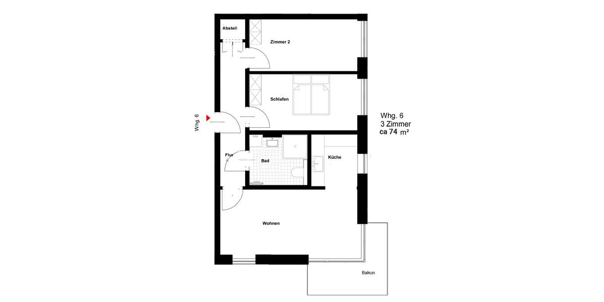 Etagenwohnung Ludwigslust - 3 Zimmer, 74 m&sup2;, 888&euro; | Angebot:26162504