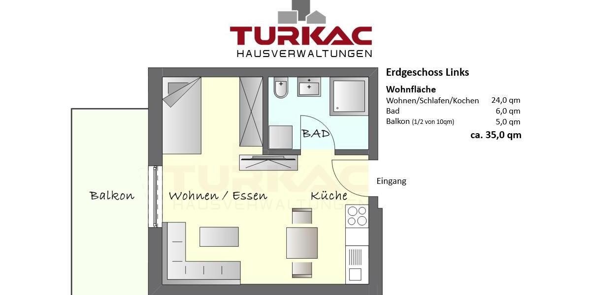 Etagenwohnung Hüttenberg - 1 Zimmer, 35 m&sup2;, 530&euro; | Angebot:26196693